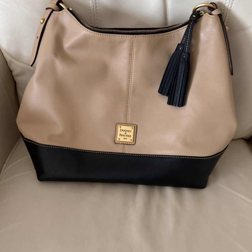 Dooney & Bourke Beige and Black Hobo Bag